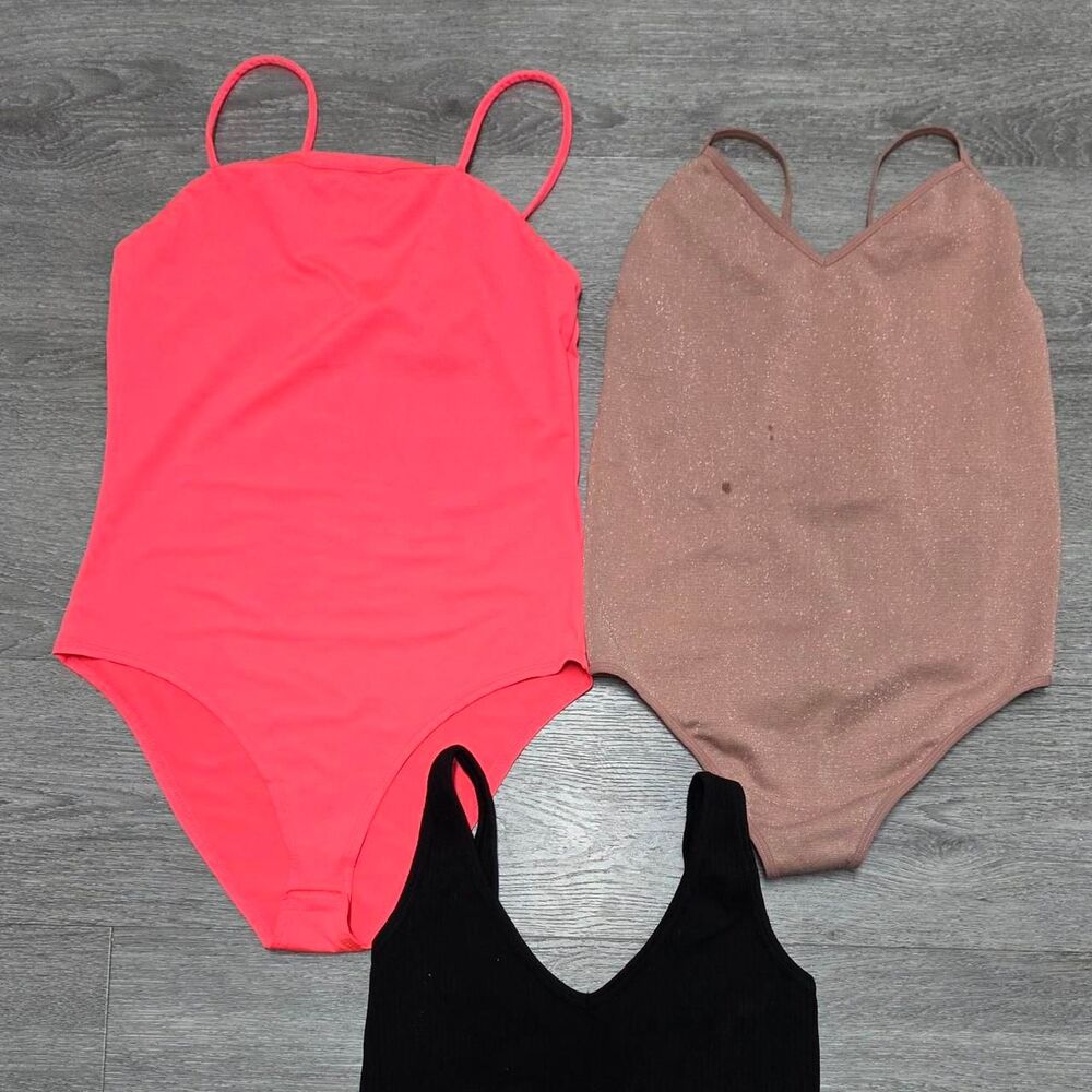 Women's Black and Pink Bodysuit